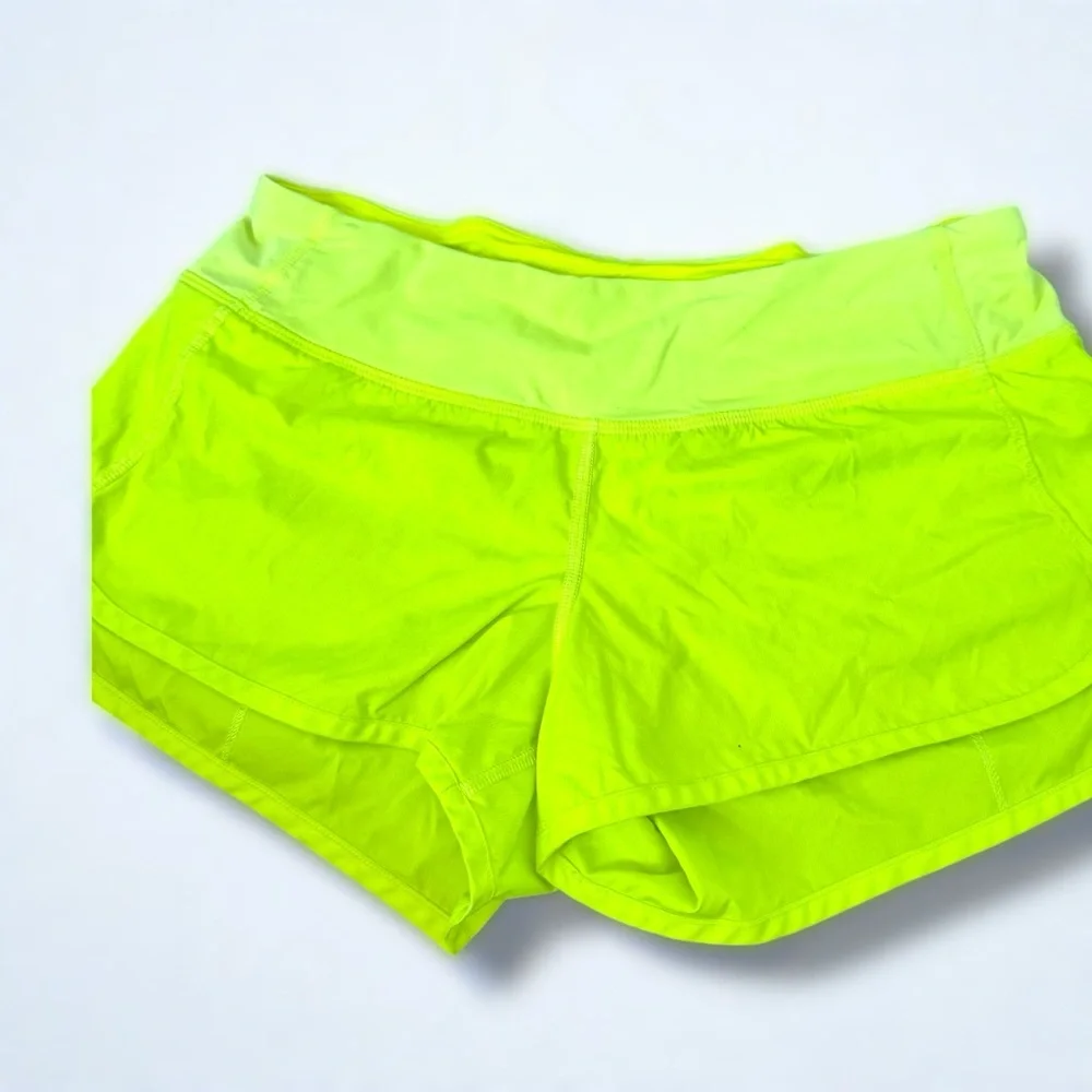 Lululemon Speed Up Shorts Neon Yellow | Running Active Gym Athletic 6 - Picture 2 of 8